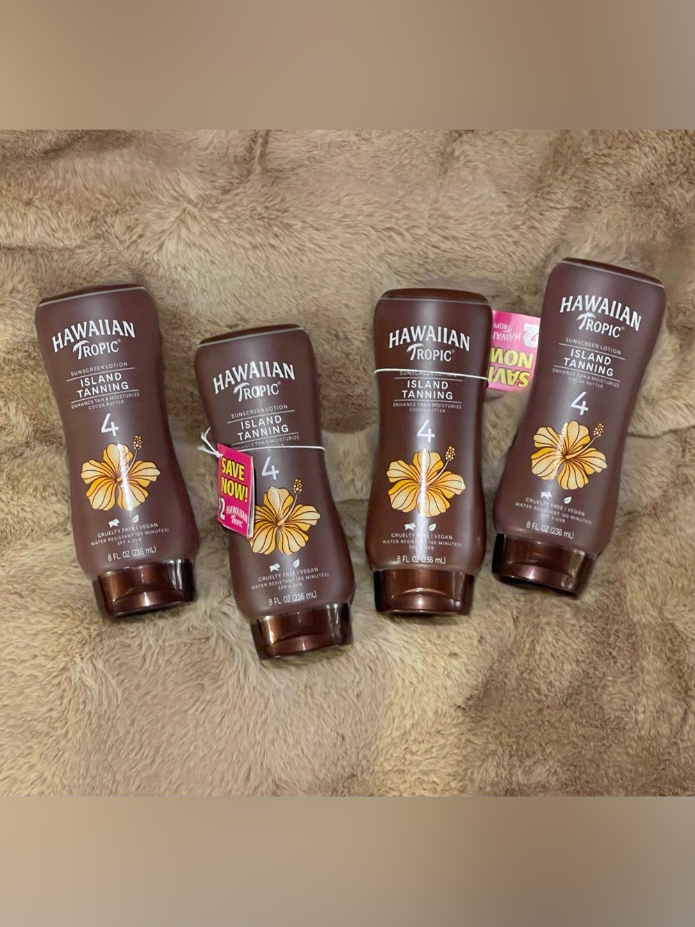 4 PACK Hawaiian Tropic Dark Tanning Lotion Sunscreen SPF 4 8oz - New